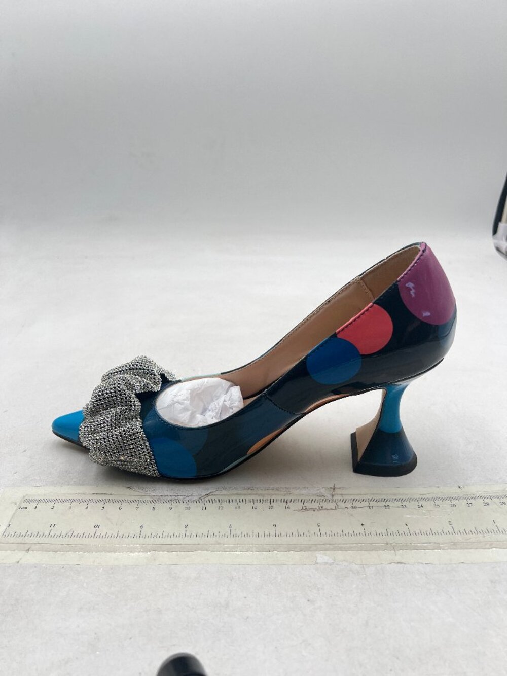 YDN Colorful-dots Pointed Toe Slip on Pumps Special High Heel Shoes Party Lady